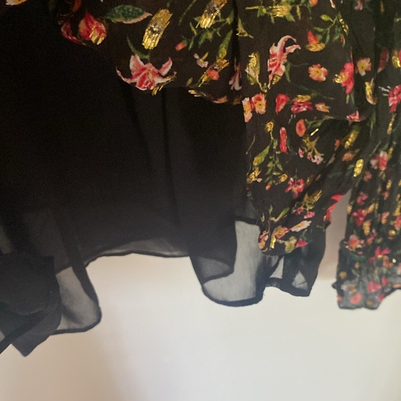 J crew floral long sleeve blouse with gold metallics accents - Picture 5 of 7